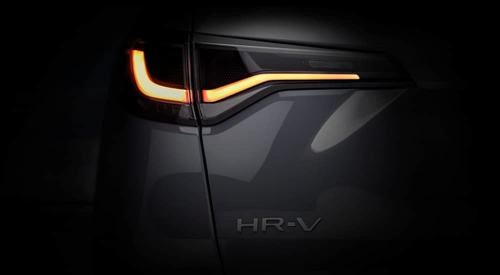 The taillight of a gray 2023 Honda HR-V is shown.