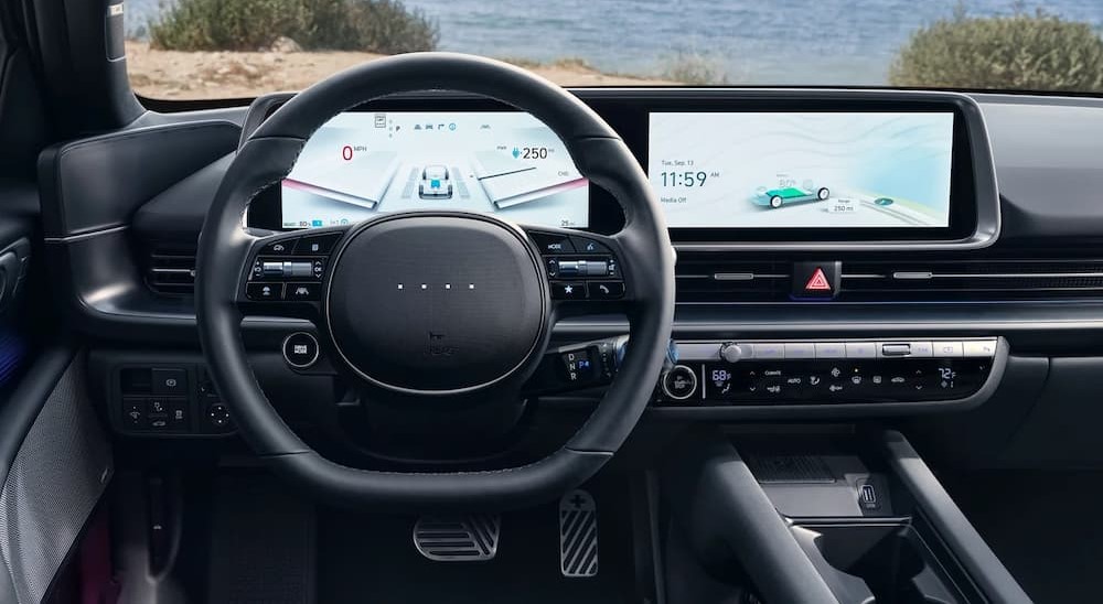 The gray dash of a 2024 Hyundai IONIQ 6 is shown.