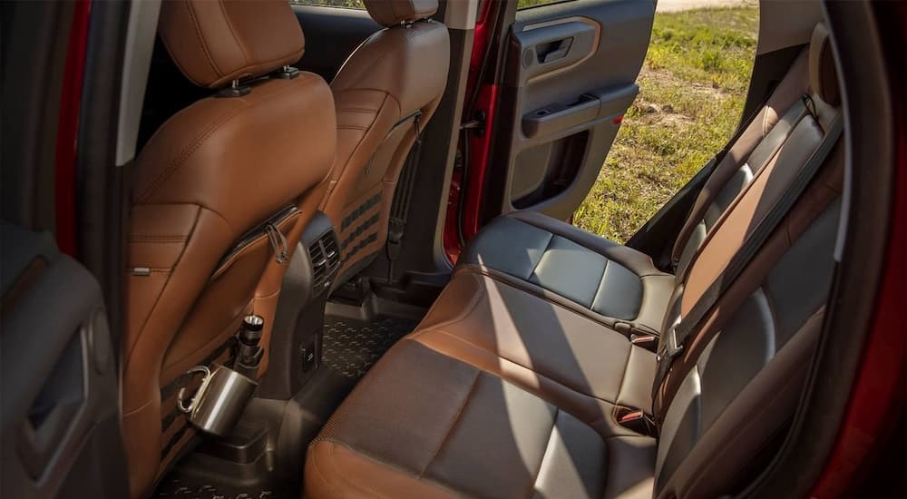 The brown and black rear space interior of a 2023 Ford Bronco Sport Big Bend is shown.