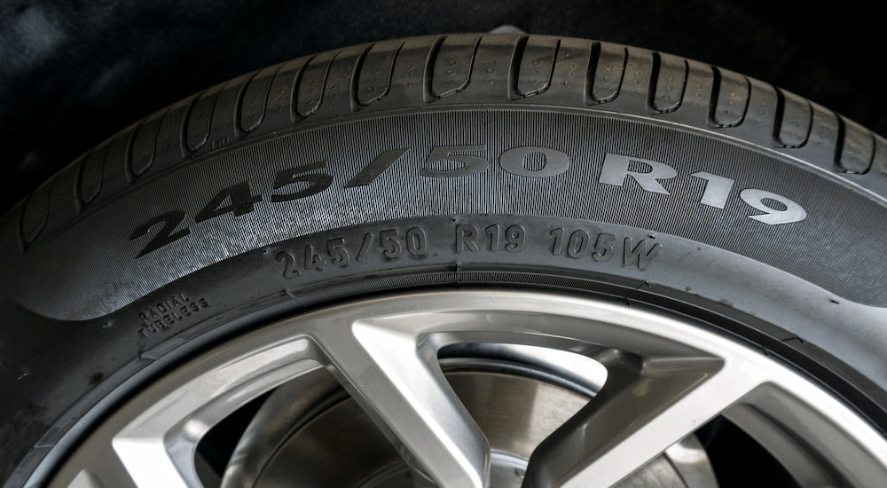 A close up of a tire code is shown.