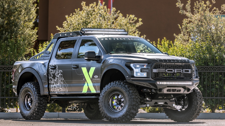A black 2017 Ford F-150 with customized Xbox branding.