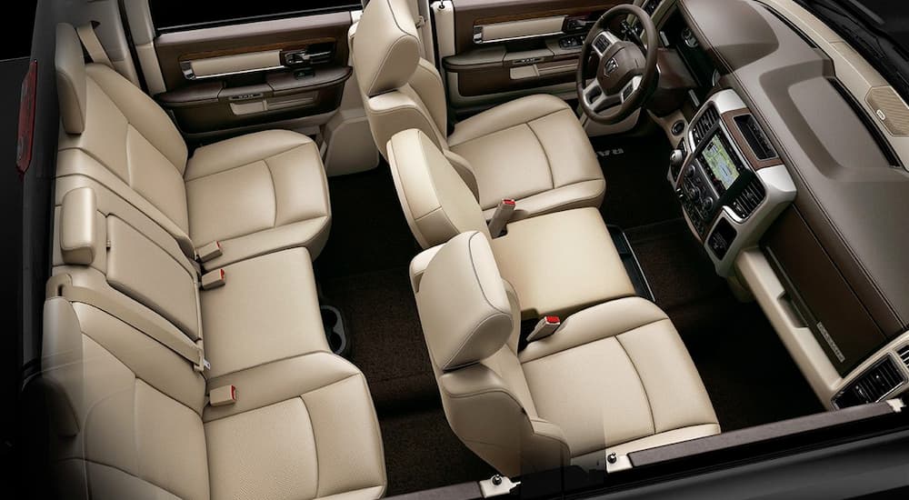 The tan interior of a 2019 Ram 1500 Classic is shown.