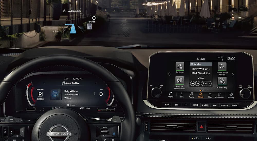 The heads up display is shown in a 2023 Nissan Rogue for sale.