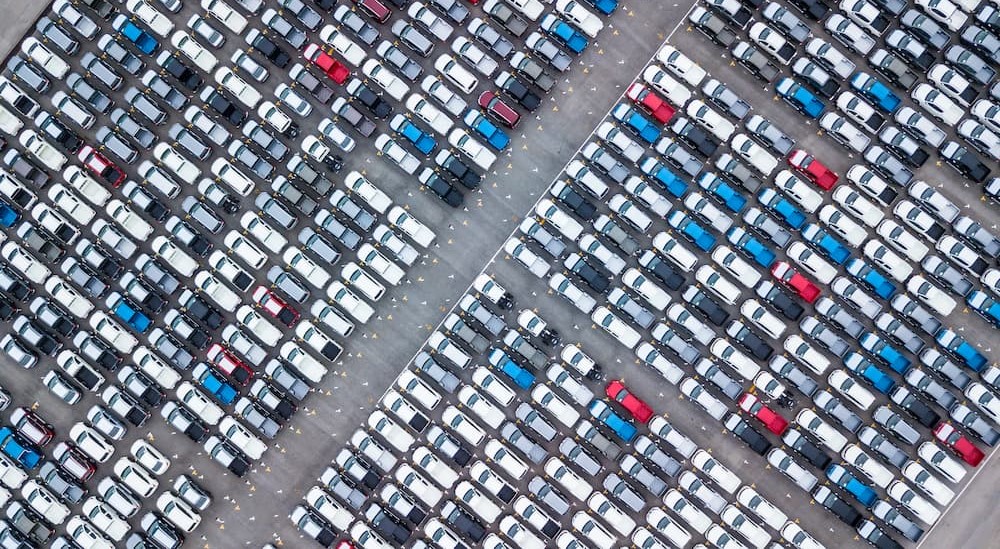 An overview of a vehicle lot is shown.