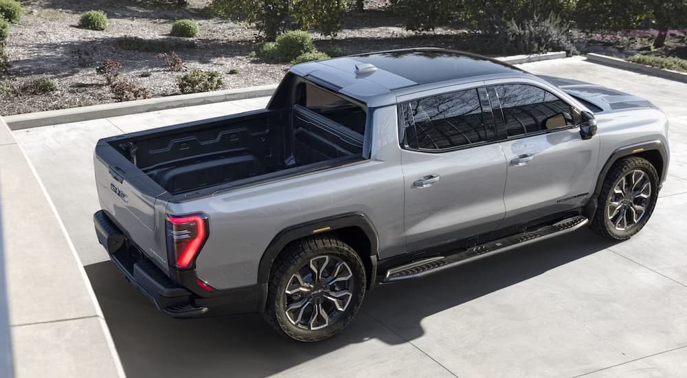 Overhead view of a grey 2024 GMC Sierra EV Denali, a GMC Sierra for sale.