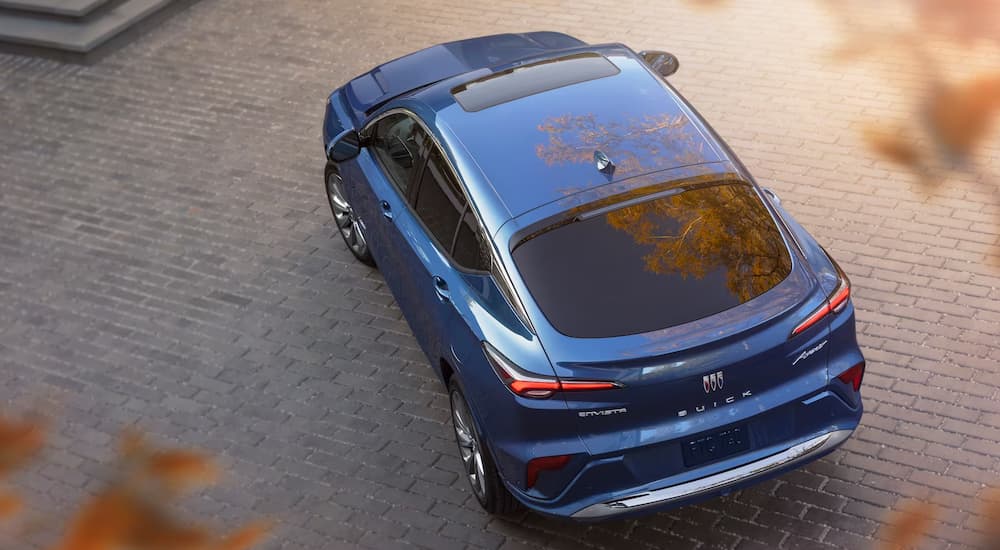 Overhead view of a blue 2024 Buick Envista Avenir with a moonroof.