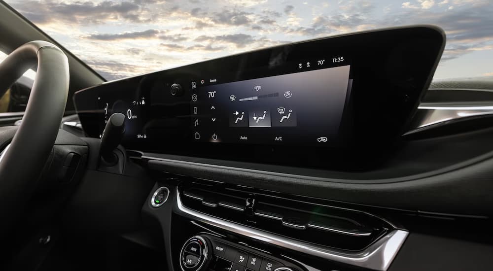 The modern infotainment screen in a 2024 Buick Envista ST at a Buick dealer.