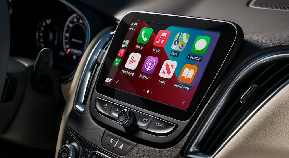 A close up of the infotainment screen on a 2024 Chevy Malibu.