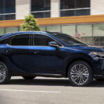 A blue 2024 Lexus RX for sale is shown from the side.