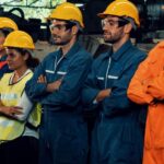 Several workers are shown standing side by side.