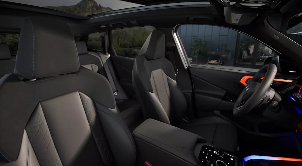 Black cloth and leather interior of a 2025 BMW X3 for sale
