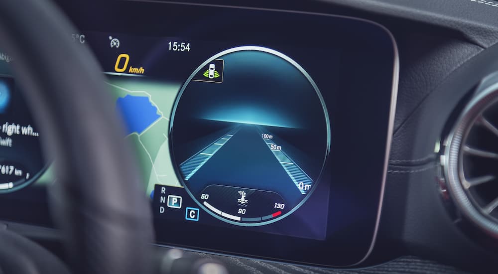 Close-up of a Digital Central Instrument Cluster