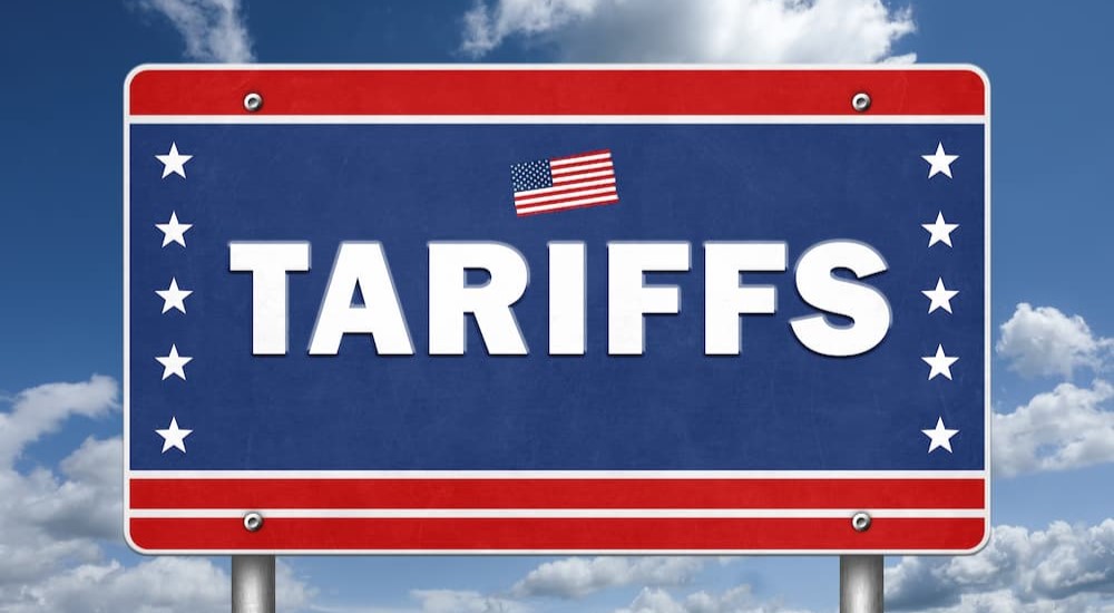 A sign that says tariffs.