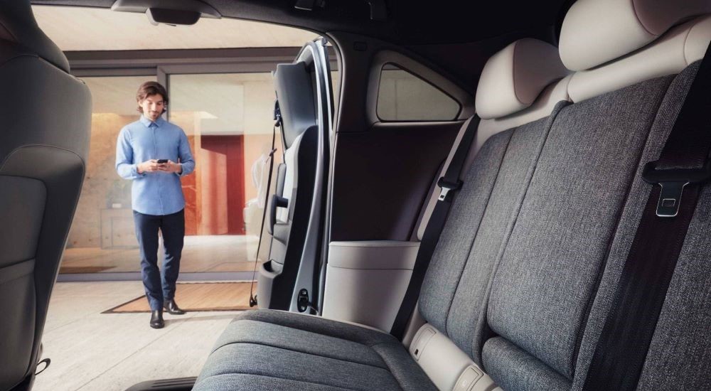 A 2023 Mazda MX-30 showcasing the coach doors from the backset