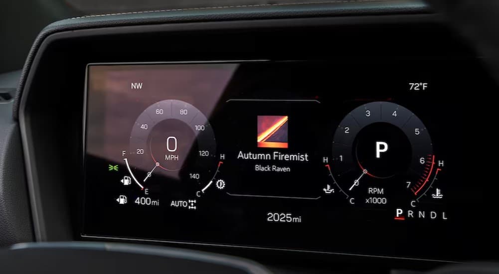 Close-up of the infotainment screen in a 2025 GMC Terrain.