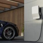A car plugged into a home EV charger