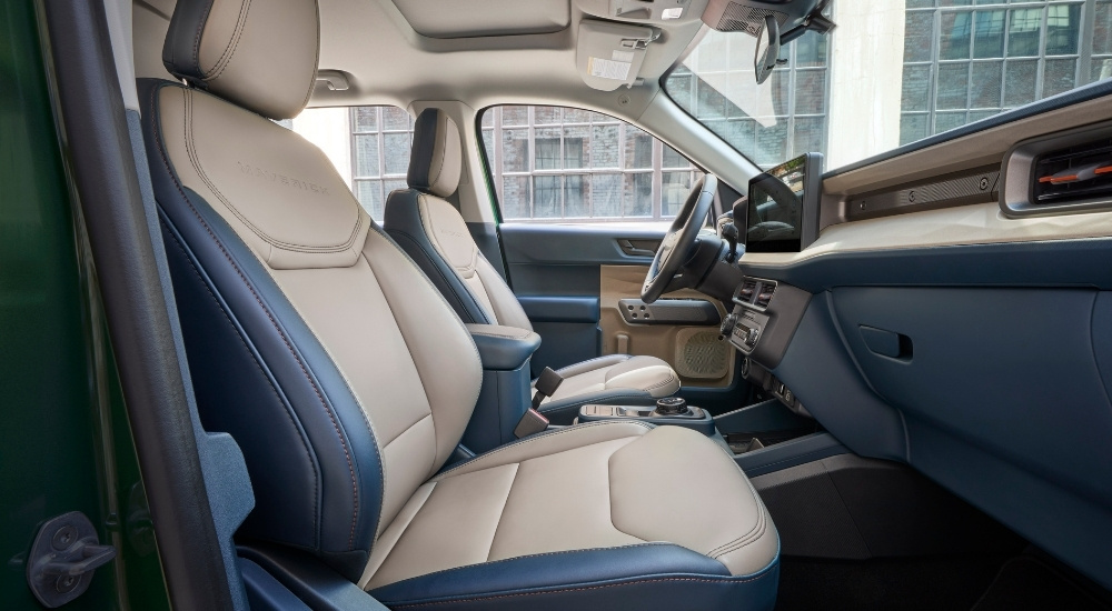 The tan interior of a 2025 Ford Maverick for sale in Sacramento.