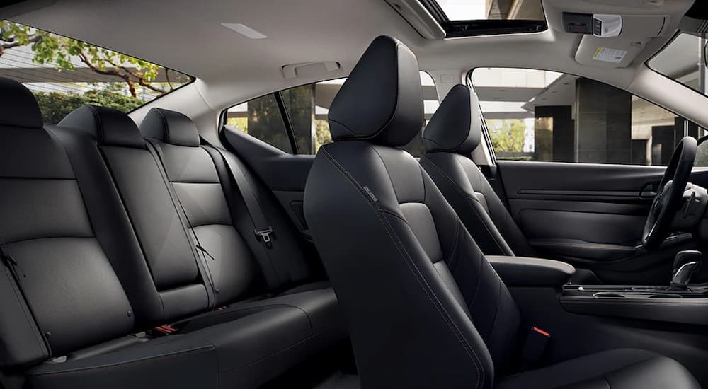 The black interior seating in a 2025 Nissan Altima.