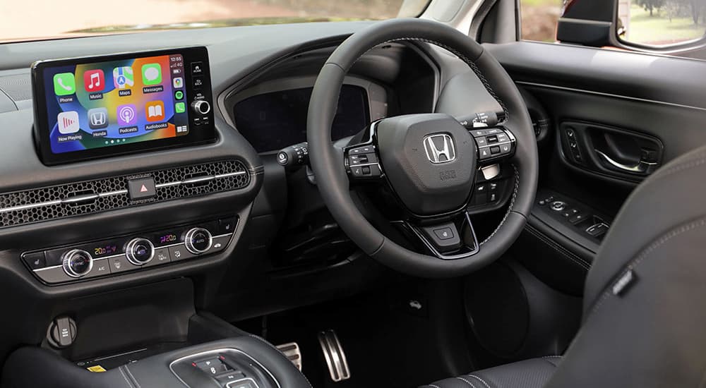 Steering wheel and infotainment screen in a 2025 Honda ZR-V