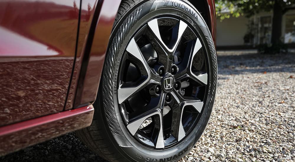 Tire and rim on a red 2025 Honda ZR-V