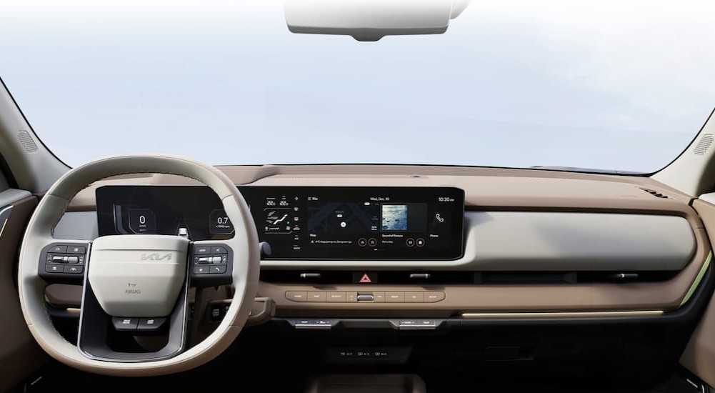 The tan dash in a 2027 Kia Seltos.