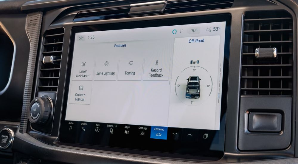 The 12-inch infotainment screen on a 2026 Ford F-150.
