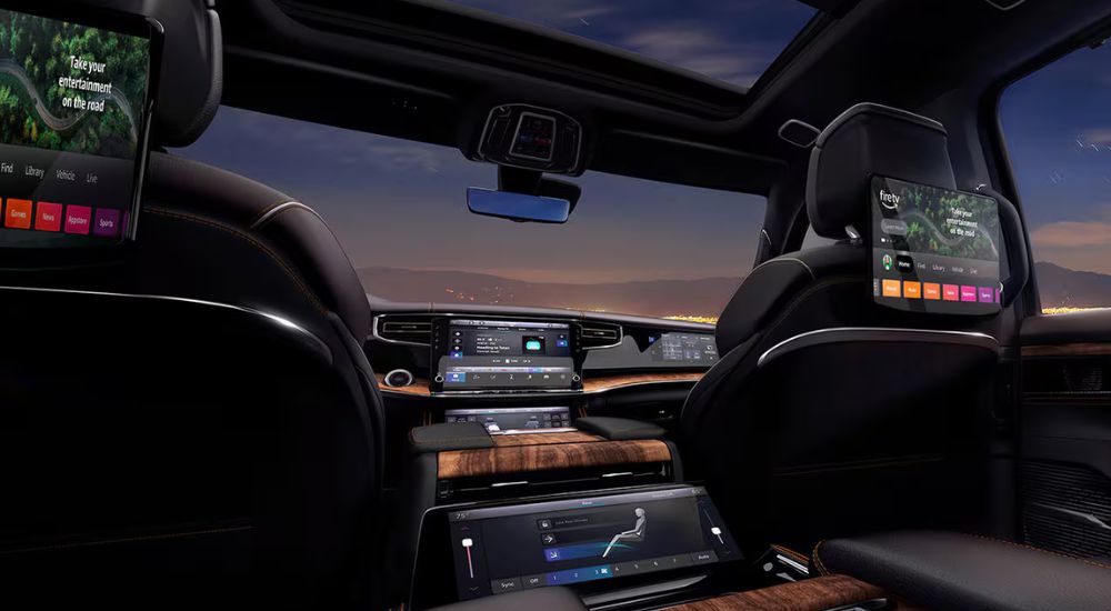 Passenger screens on the 2026 Jeep Grand Wagoneer.